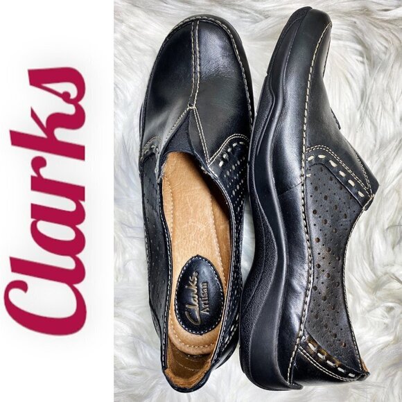 NWOB CLARKS ARTISAN Kessa Grace Black Slip On Leather Loafer, Size 7 - Picture 1 of 8